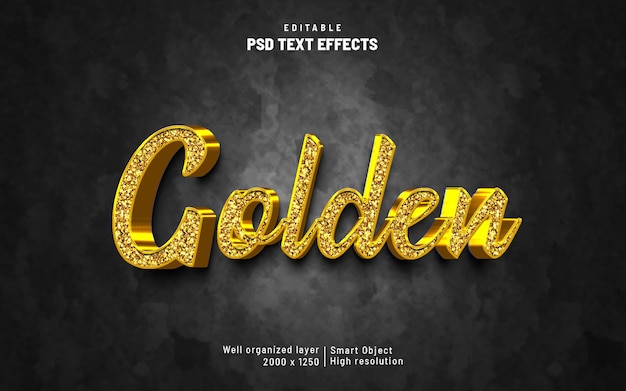 Golden sparkle glitter text effect