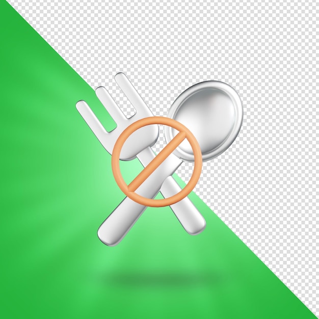 Golden spoon and fork icon in cartoon style 3d rendering