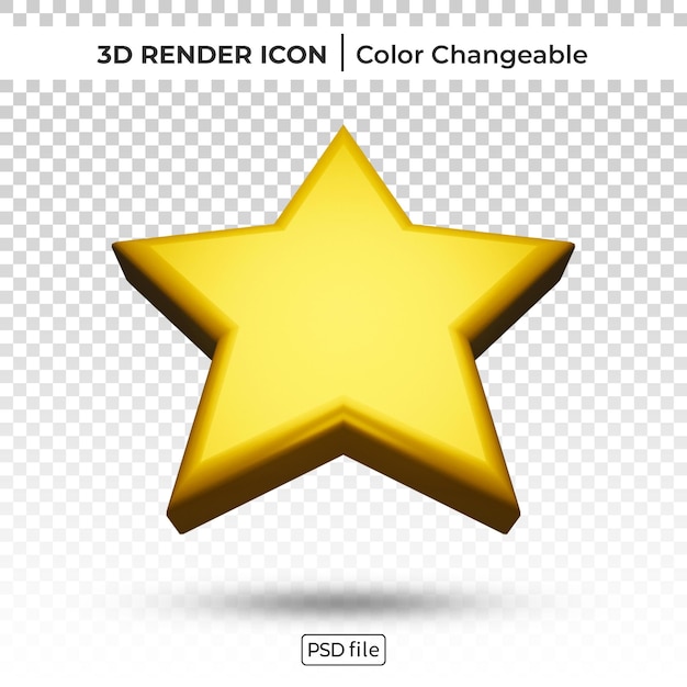 Golden star 3d render icon