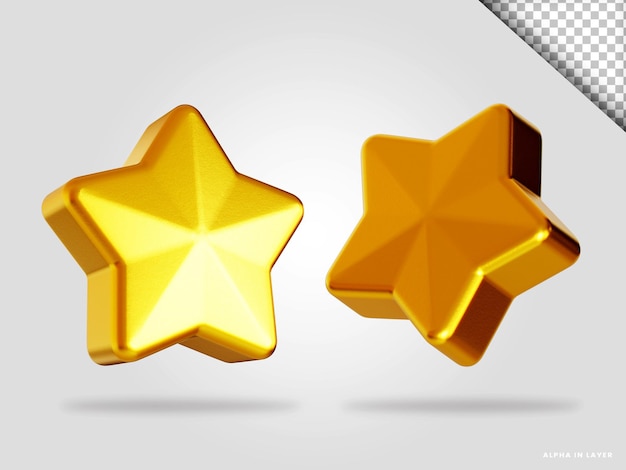 Golden star 3d render illustration isolated