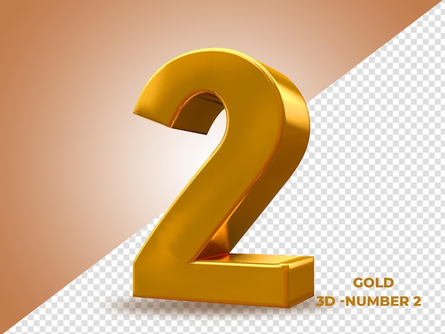 Golden Style 3D number 2