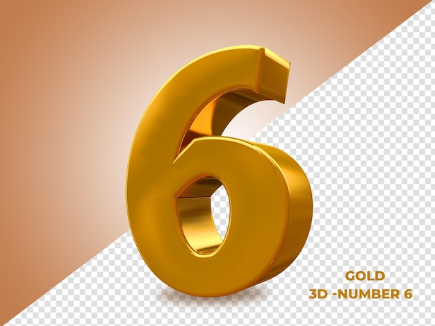 Golden Style 3D number 6