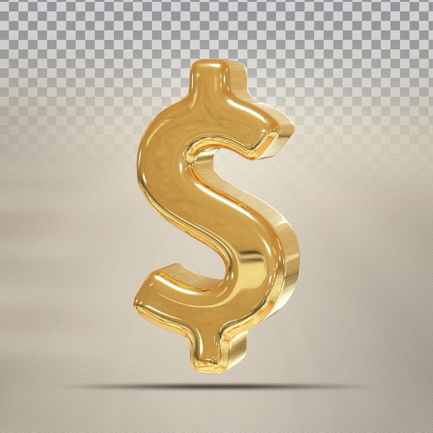 Golden Symbol Dollar 3D Render luxury