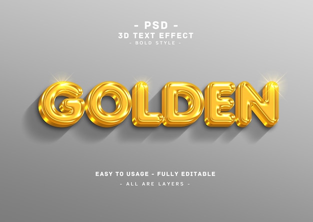 Golden text effect 3d right style