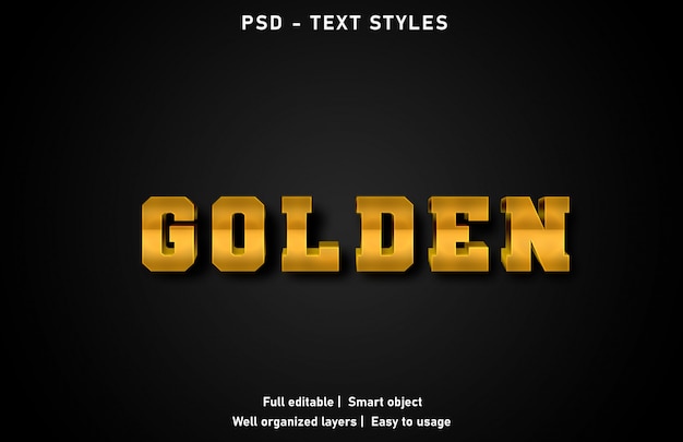 golden text effects style editable psd