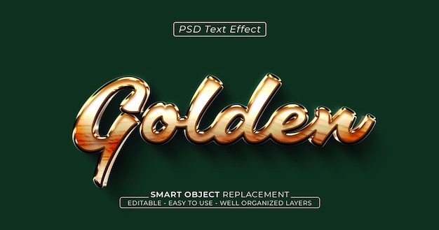 Golden text logo editable 3D style text effect