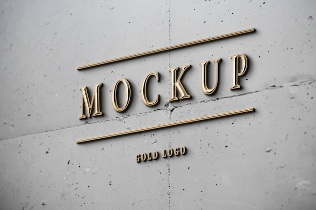 Golden text on stone logo design