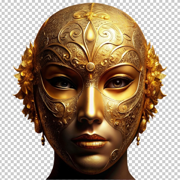 PSD golden theatrical mask