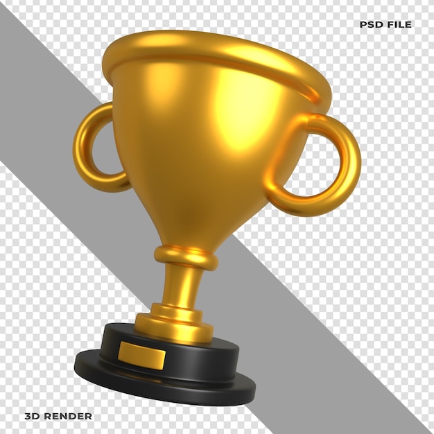 Golden Trophy 3D Illustration Rendered on transparent background