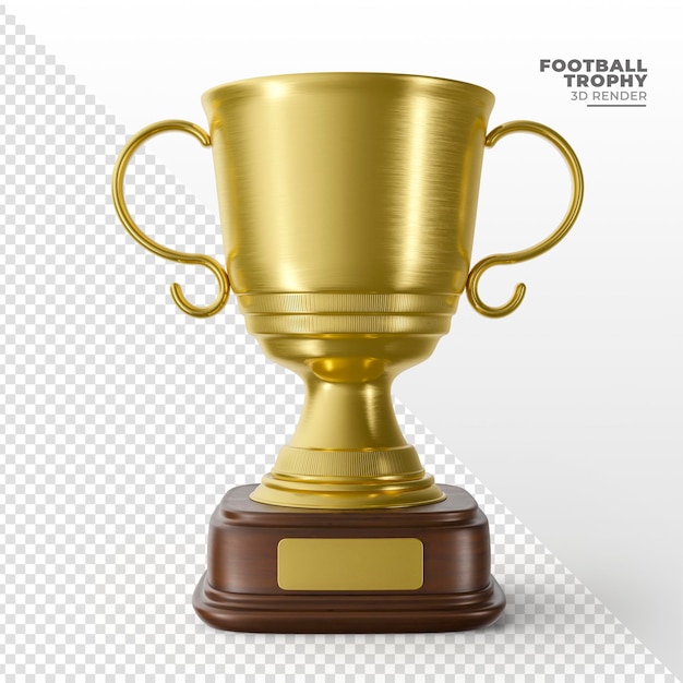 Golden trophy in 3d render realistic