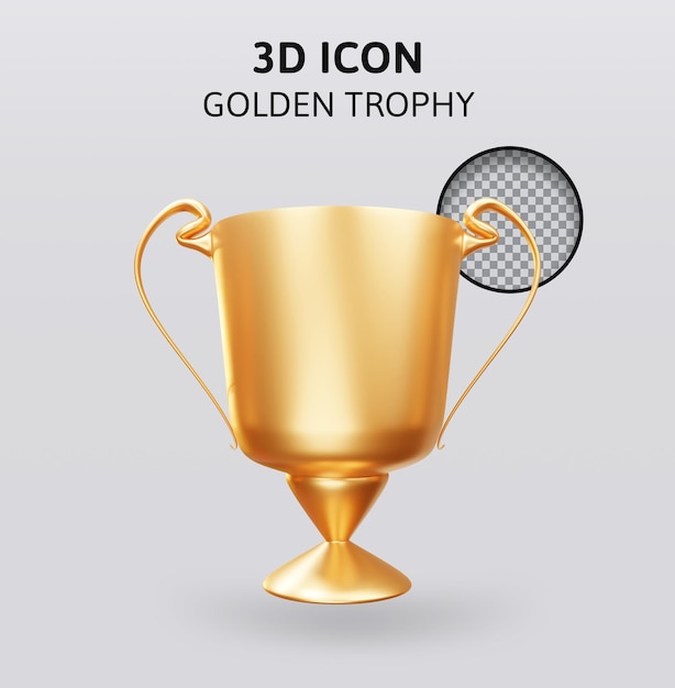 golden trophy 3d rendering illustration