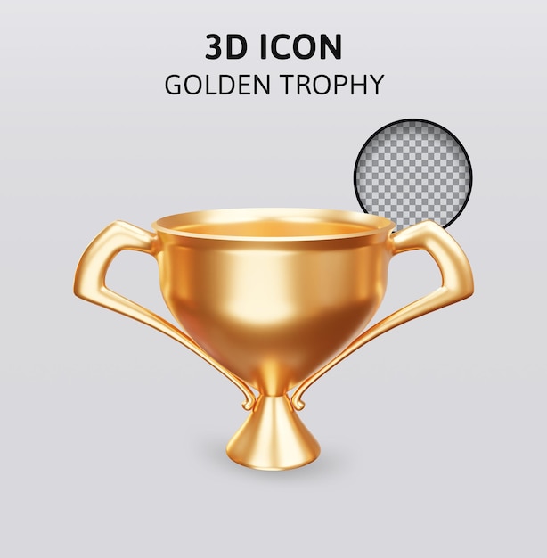 golden trophy cup award 3d rendering