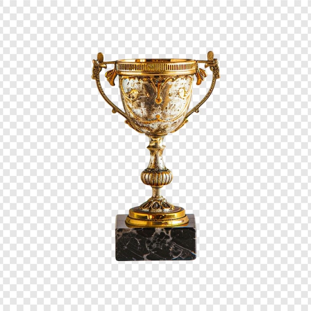 Golden trophy isolated on a transparent background