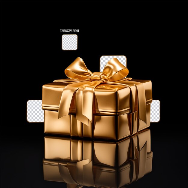 PSD golden true photo 3d gift boxes