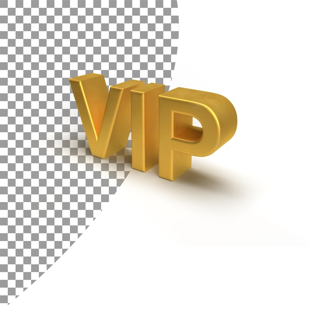 golden VIP 3d text rendering removable background 3d illustration design