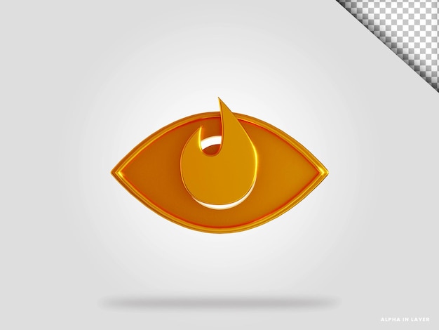 Golden vision icon 3d render illustration isolated