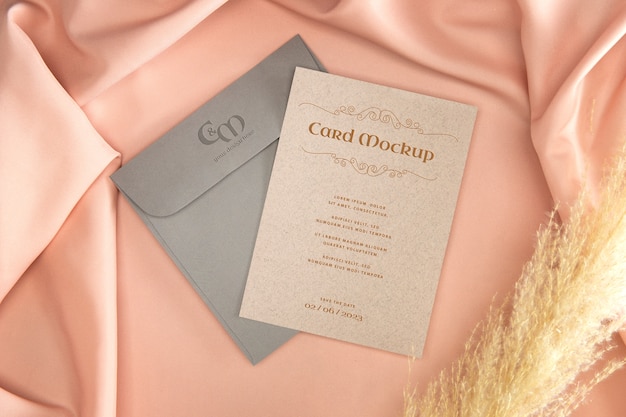 Golden wedding invitation mockup