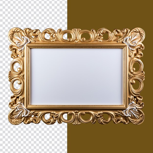 PSD golden and white luxury empty photo frame royal interior luxury decor frame