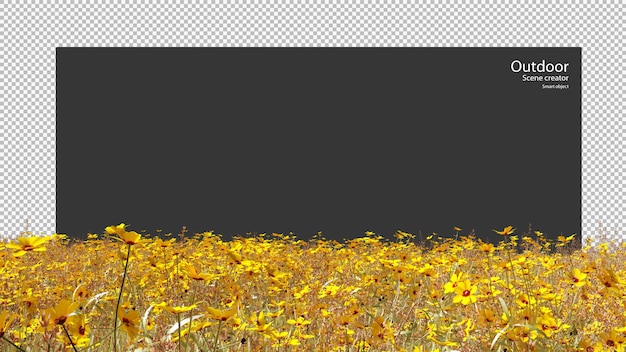 Golden Wild Meadow field in 3d rendering