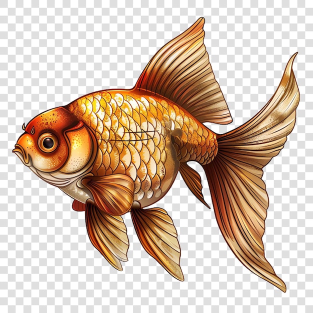 PSD goldfish transparent background realistic elementon transparent background