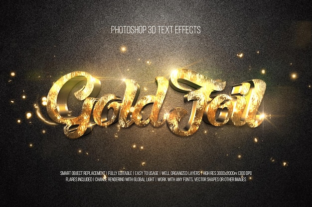 GoldFoil Photoshop 3D Text Effects