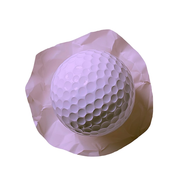 Golf ball on crumpled paper cut out image