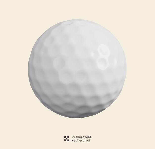 Golf ball isolated Sports fitness and game symbol icon 3d Render illustration