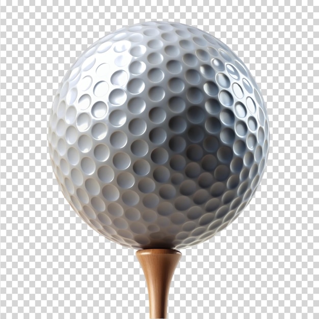 PSD golf ball on tee ready to play isolated on transparent background