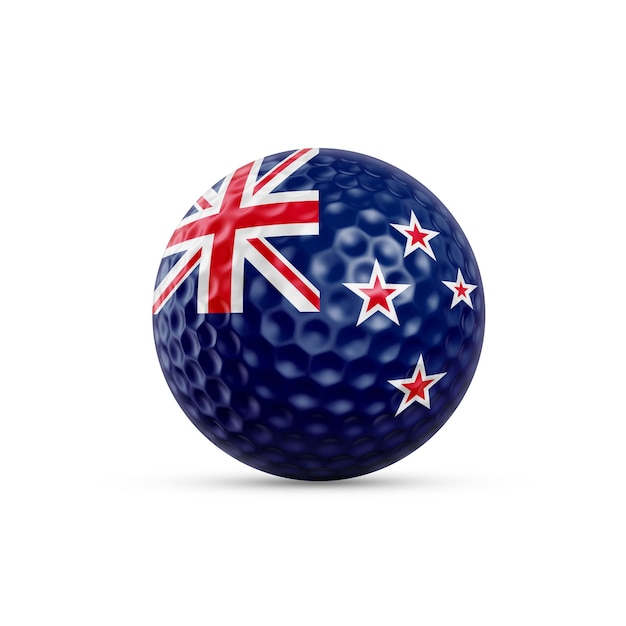 Golf ball on transparent background with New Zealand