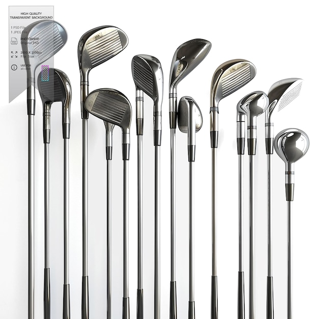 PSD golf club collection on transparent background