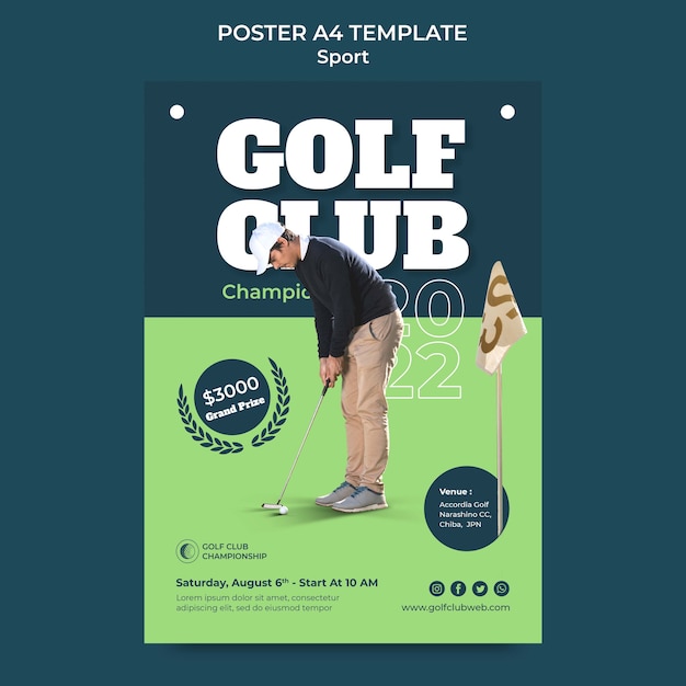 Golf club sport poster template