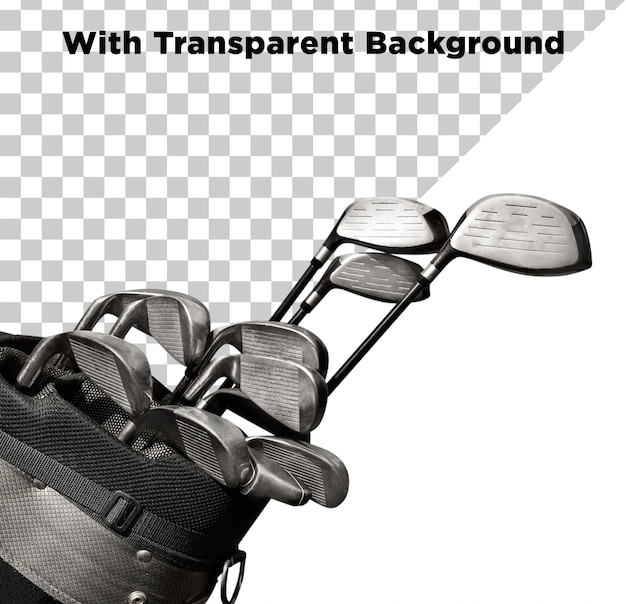 PSD golf clubs in a bag isolated on transparent background