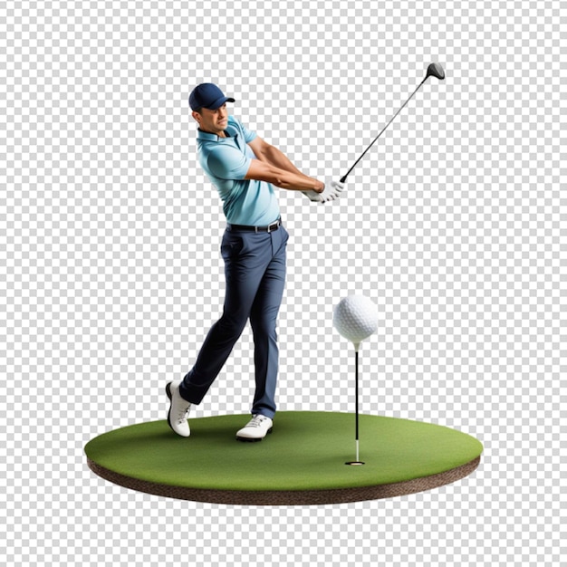 PSD golf plater swing isolated on transparent background