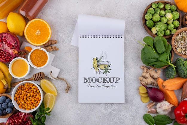 Good food for defenses against illness mockup