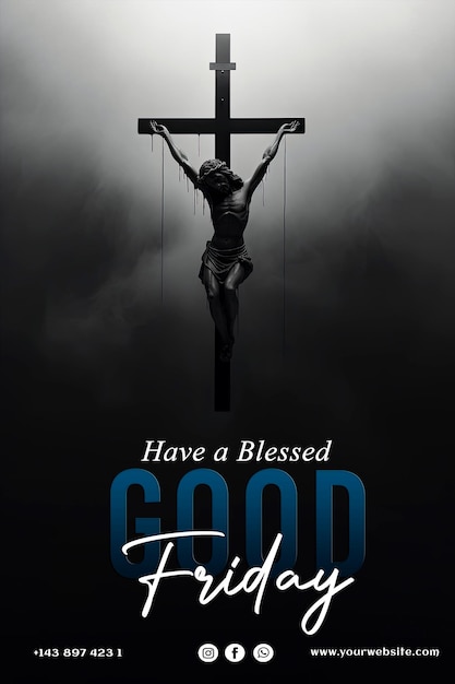 PSD good friday celebration with a minimalist jesus background