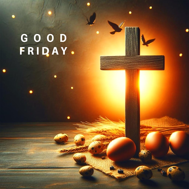 PSD good friday poster template flat design background