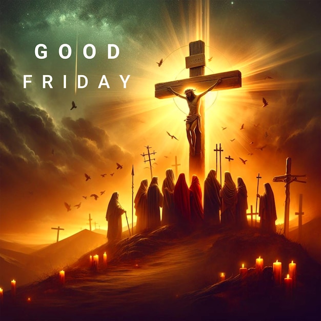 PSD good friday poster template flat design background