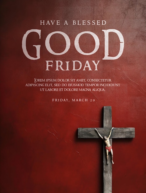 PSD good friday poster template with cross wood