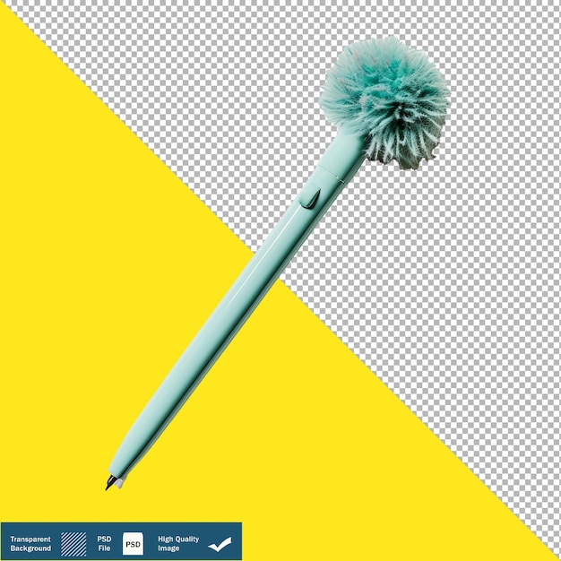 Goofy Pen with Fuzzy End on White Background Transparent Background PNG PSD