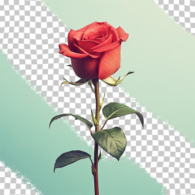 Gorgeous red rose on transparent background