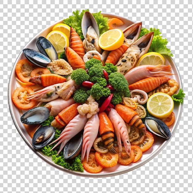 PSD gorgeous seafood platter image isolated on transparent background