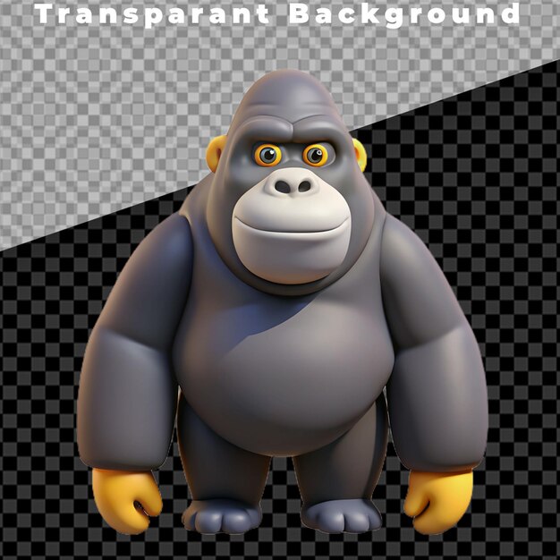 PSD gorilla is standing on a white background