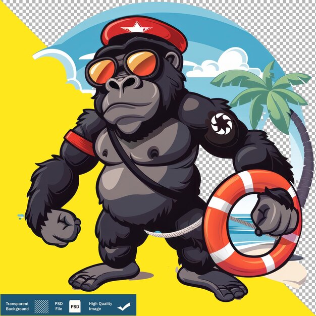 PSD gorilla lifeguard patrol transparent background png psd