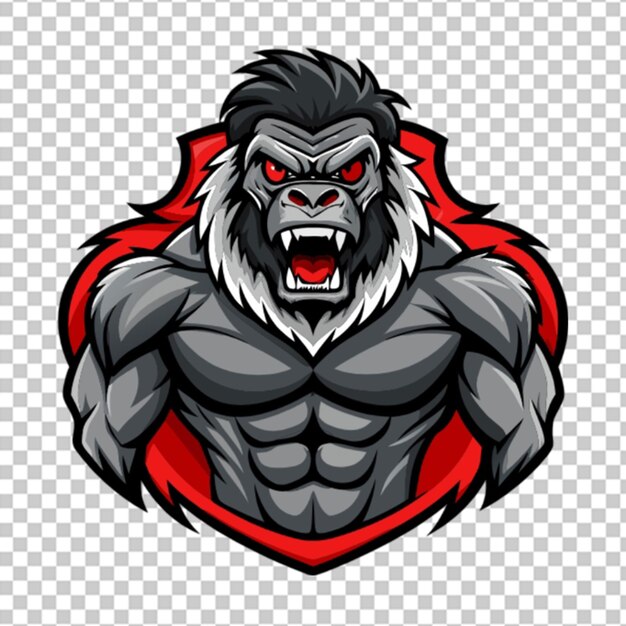 PSD gorilla muscle with devil eyes transparent background