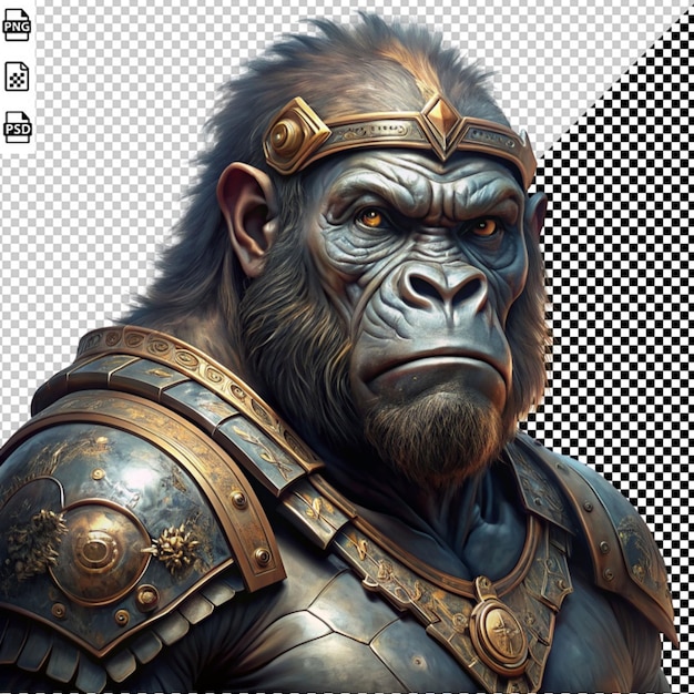 gorilla warrior on transparent background