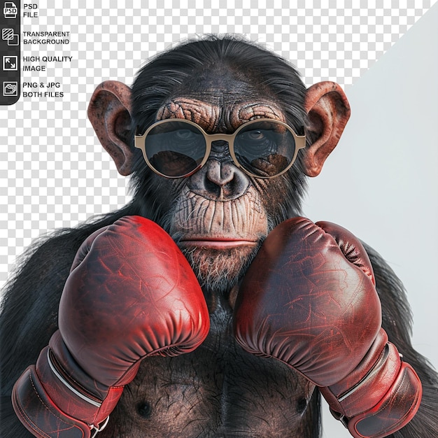 PSD a gorilla with boxing gloves isolated