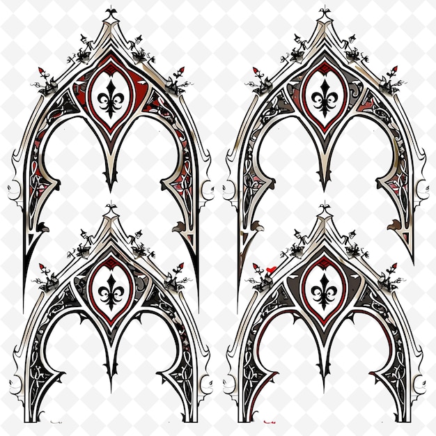 PSD gothic arch borderlines with fleur de lis decorations and st png unique stylized motifs designs