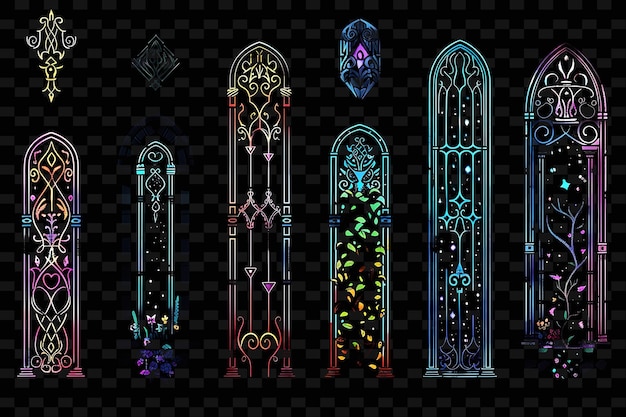 Gothic Arch Trellises Pixel Art With Ornate Details Featurin Creative Texture Y2K Neon Item Designs