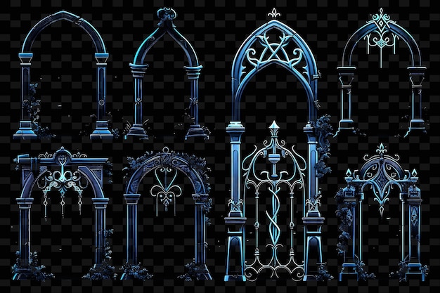 Gothic Arch Trellises Pixel Art With Ornate Details Featurin Creative Texture Y2K Neon Item Designs