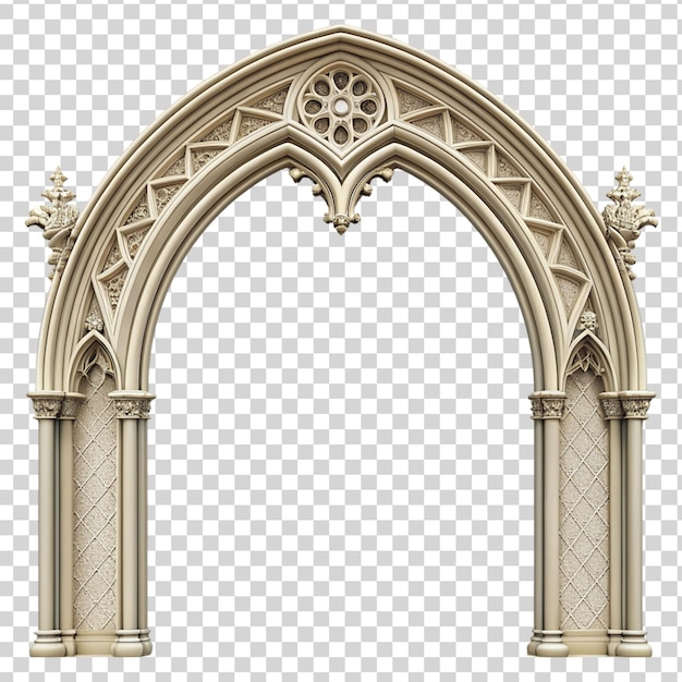 PSD gothic cathedral arch border on transparent background